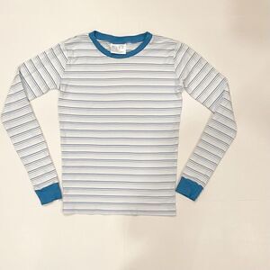 LAKE Pajama Top Blue Stripe 100% Pima Cotton Sleepwear Size 12